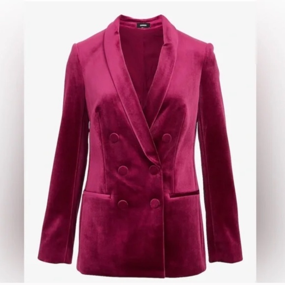 Express Magenta Pink Velvet Blazer - Picture 3 of 15